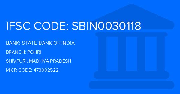 State Bank Of India (SBI) Pohri Branch IFSC Code