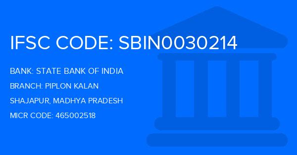 State Bank Of India (SBI) Piplon Kalan Branch IFSC Code