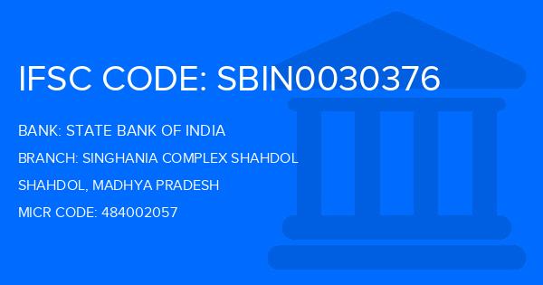 State Bank Of India (SBI) Singhania Complex Shahdol Branch IFSC Code