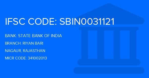 State Bank Of India (SBI) Riyan Bari Branch IFSC Code