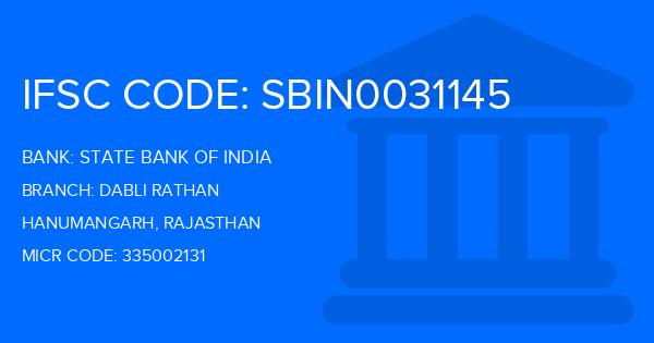 State Bank Of India (SBI) Dabli Rathan Branch IFSC Code