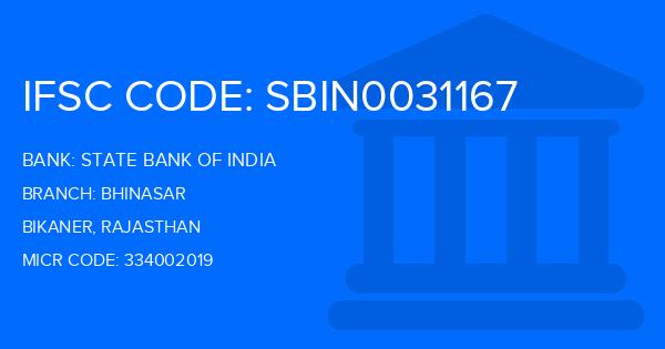 State Bank Of India (SBI) Bhinasar Branch IFSC Code