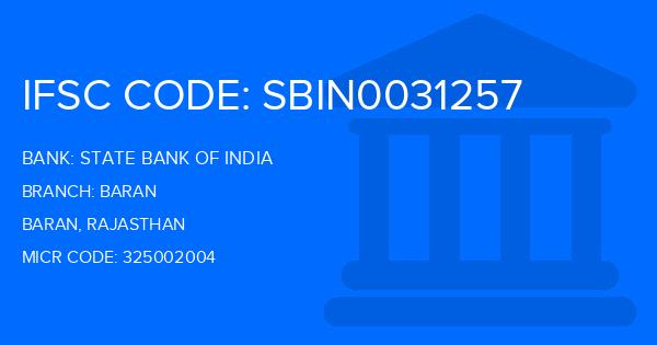 State Bank Of India (SBI) Baran Branch IFSC Code