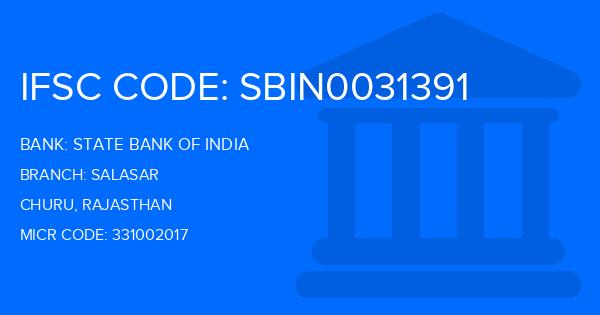 State Bank Of India (SBI) Salasar Branch IFSC Code