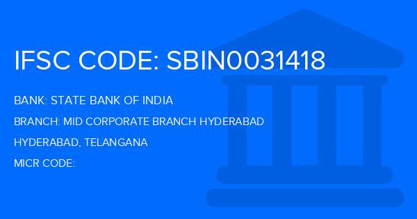 State Bank Of India (SBI) Mid Corporate Branch Hyderabad Branch IFSC Code
