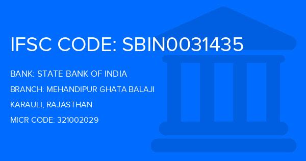 State Bank Of India (SBI) Mehandipur Ghata Balaji Branch IFSC Code