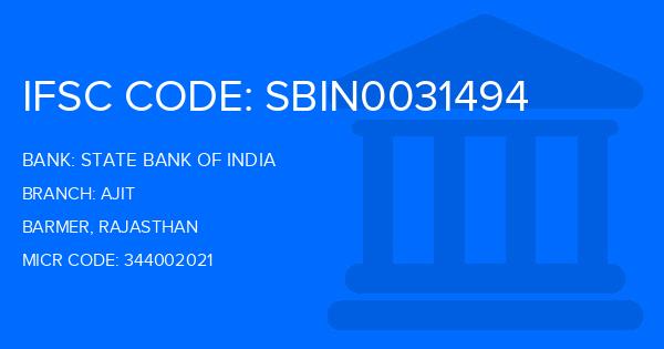 State Bank Of India (SBI) Ajit Branch IFSC Code