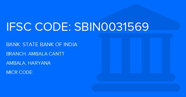 State Bank Of India (SBI) Ambala Cantt Branch IFSC Code