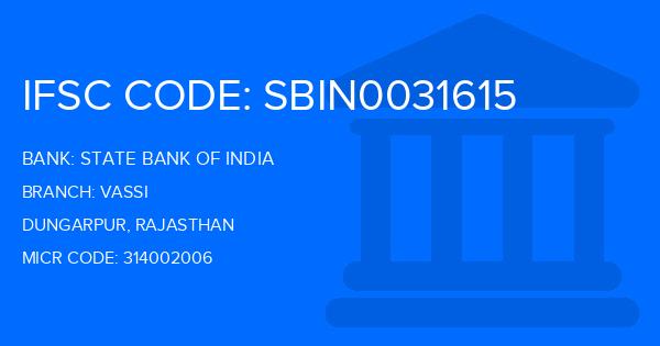 State Bank Of India (SBI) Vassi Branch IFSC Code