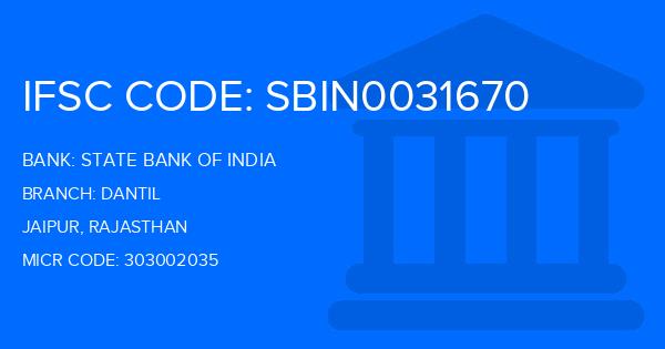 State Bank Of India (SBI) Dantil Branch IFSC Code