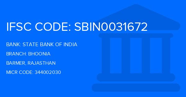 State Bank Of India (SBI) Bhoonia Branch IFSC Code