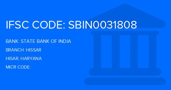 State Bank Of India (SBI) Hissar Branch IFSC Code