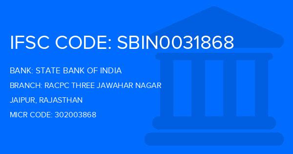 State Bank Of India (SBI) Racpc Three Jawahar Nagar Branch IFSC Code