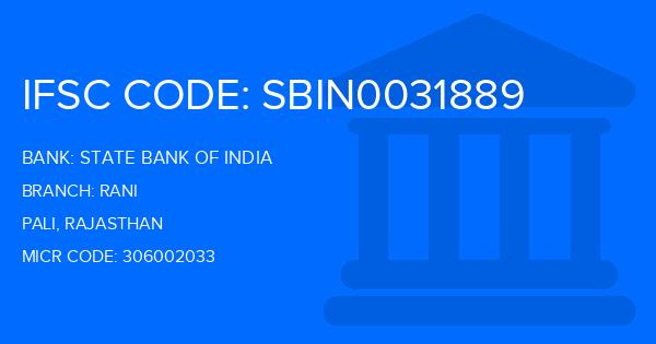State Bank Of India (SBI) Rani Branch IFSC Code