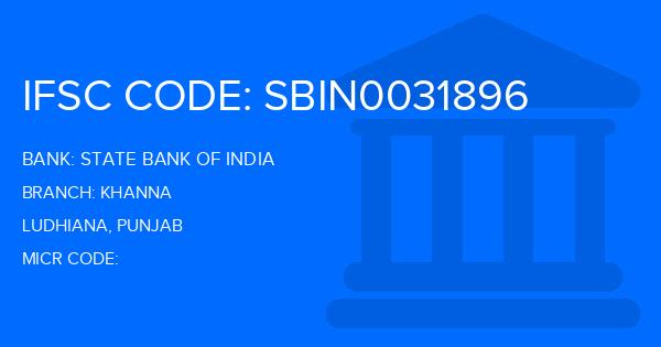 State Bank Of India (SBI) Khanna Branch IFSC Code