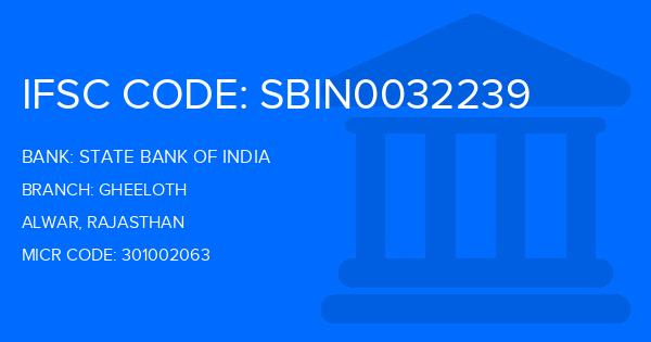 State Bank Of India (SBI) Gheeloth Branch IFSC Code