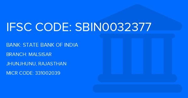 State Bank Of India (SBI) Malsisar Branch IFSC Code