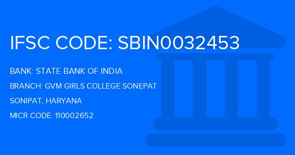 State Bank Of India (SBI) Gvm Girls College Sonepat Branch IFSC Code