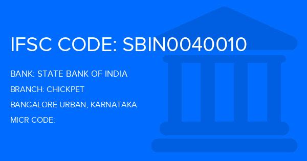 State Bank Of India (SBI) Chickpet Branch IFSC Code