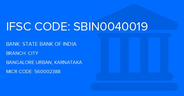 State Bank Of India (SBI) City Branch IFSC Code