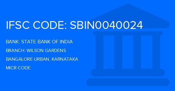 State Bank Of India (SBI) Wilson Gardens Branch IFSC Code