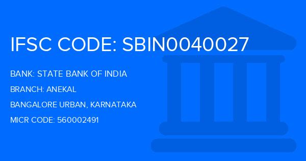 State Bank Of India (SBI) Anekal Branch IFSC Code