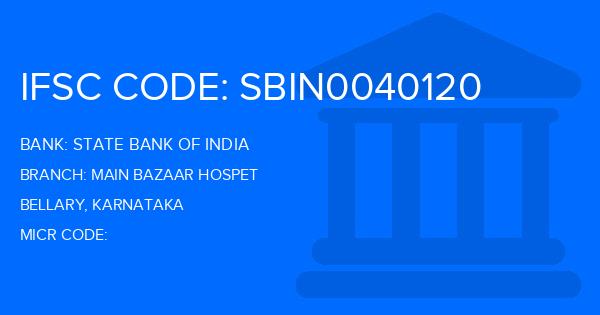 State Bank Of India (SBI) Main Bazaar Hospet Branch IFSC Code