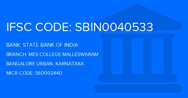 State Bank Of India (SBI) Mes College Malleswaram Branch IFSC Code