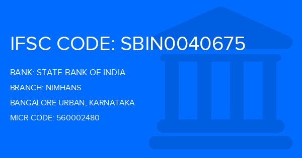 State Bank Of India (SBI) Nimhans Branch IFSC Code