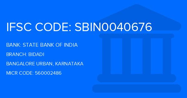 State Bank Of India (SBI) Bidadi Branch IFSC Code