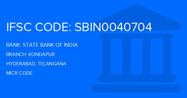 State Bank Of India (SBI) Kondapur Branch IFSC Code