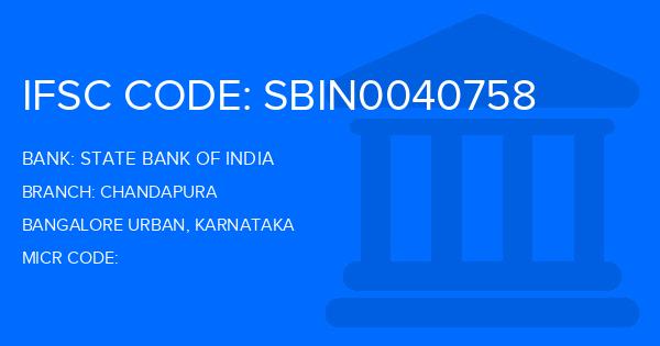 State Bank Of India (SBI) Chandapura Branch IFSC Code