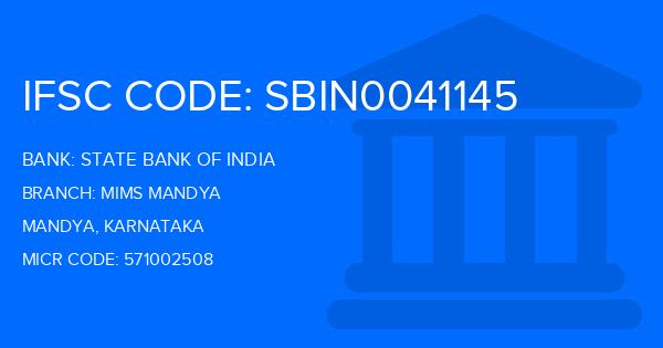State Bank Of India (SBI) Mims Mandya Branch IFSC Code
