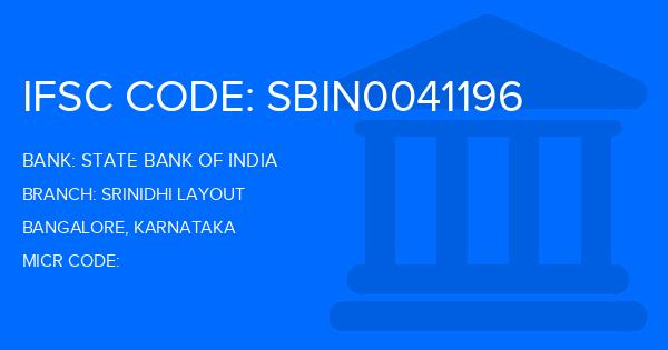 State Bank Of India (SBI) Srinidhi Layout Branch IFSC Code