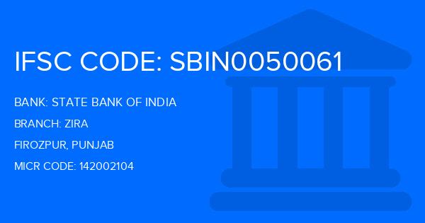 State Bank Of India (SBI) Zira Branch IFSC Code