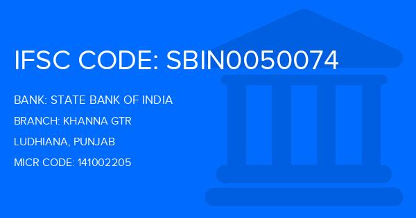 State Bank Of India (SBI) Khanna Gtr Branch IFSC Code