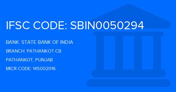 State Bank Of India (SBI) Pathankot Cb Branch IFSC Code