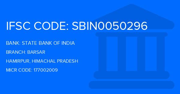 State Bank Of India (SBI) Barsar Branch IFSC Code