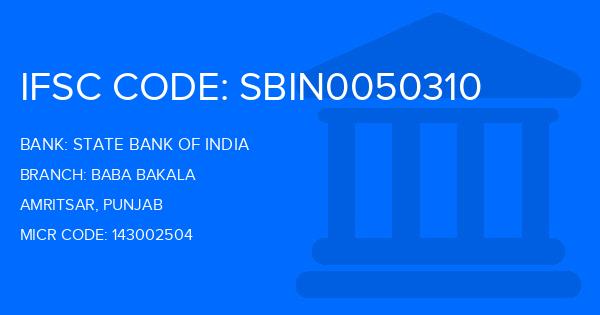 State Bank Of India (SBI) Baba Bakala Branch IFSC Code
