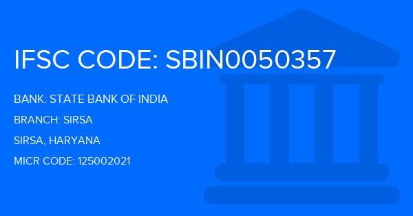 State Bank Of India (SBI) Sirsa Branch IFSC Code