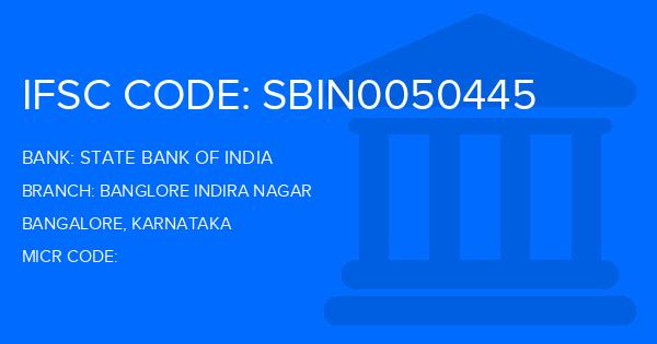 State Bank Of India (SBI) Banglore Indira Nagar Branch IFSC Code
