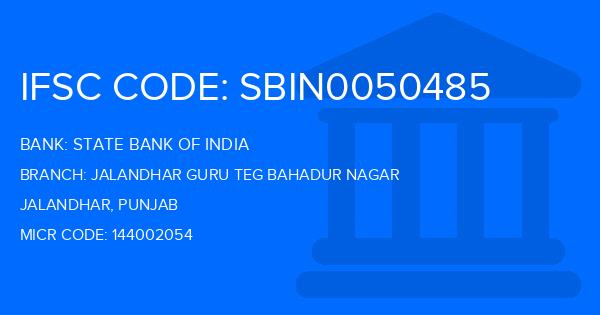 State Bank Of India (SBI) Jalandhar Guru Teg Bahadur Nagar Branch IFSC Code