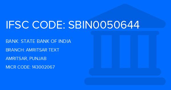 State Bank Of India (SBI) Amritsar Text Branch IFSC Code