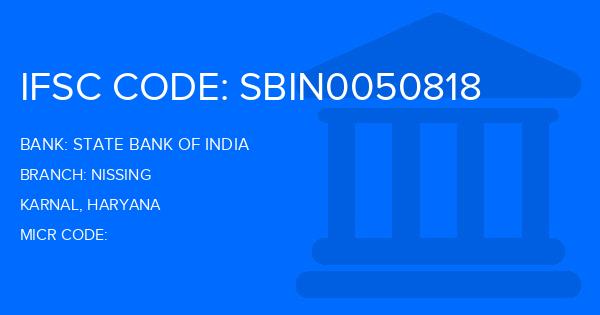 State Bank Of India (SBI) Nissing Branch IFSC Code