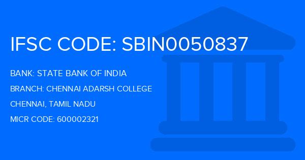 State Bank Of India (SBI) Chennai Adarsh College Branch IFSC Code