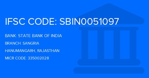 State Bank Of India (SBI) Sangria Branch IFSC Code