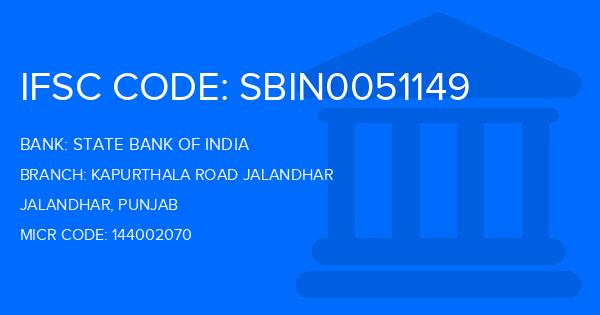 State Bank Of India (SBI) Kapurthala Road Jalandhar Branch IFSC Code