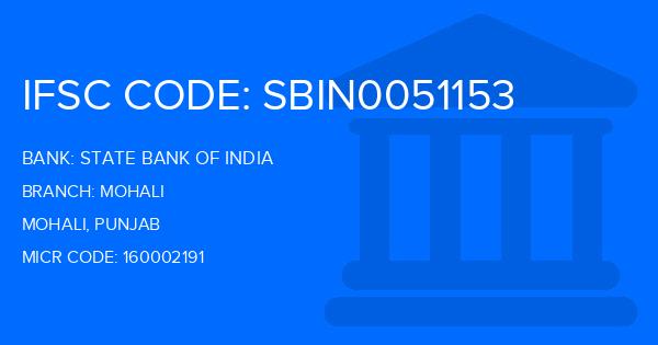 State Bank Of India (SBI) Mohali Branch IFSC Code