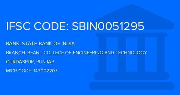 State Bank Of India (SBI) Beant College Of Engineering And Technology Branch IFSC Code