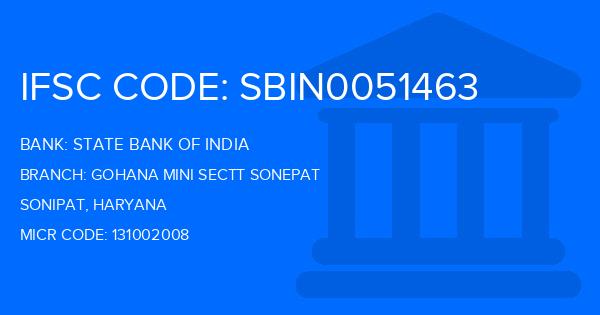 State Bank Of India (SBI) Gohana Mini Sectt Sonepat Branch IFSC Code